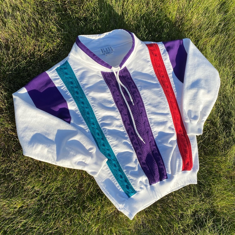 Blast sweater wide neck stripes retro red purple